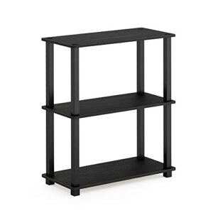 furinno turn-s-tube 3-tier compact multipurpose shelf display rack with square tube, americano/black