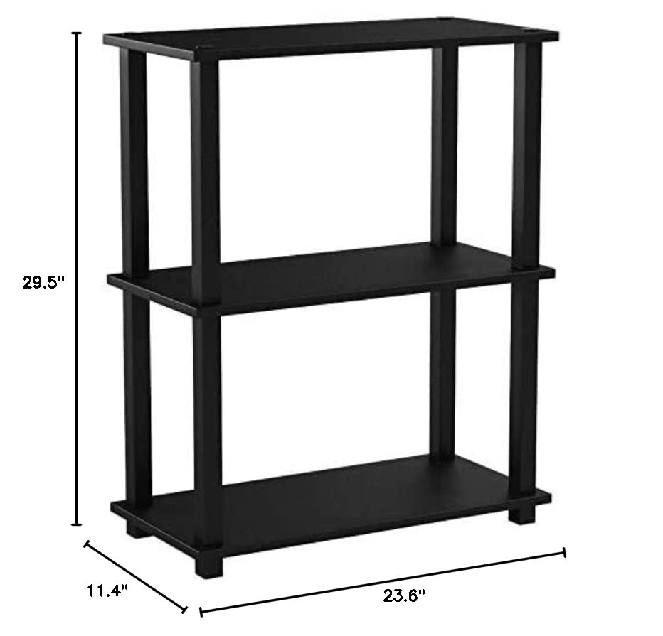 Furinno Turn-S-Tube 3-Tier Compact Multipurpose Shelf Display Rack with Square Tube, Americano/Black