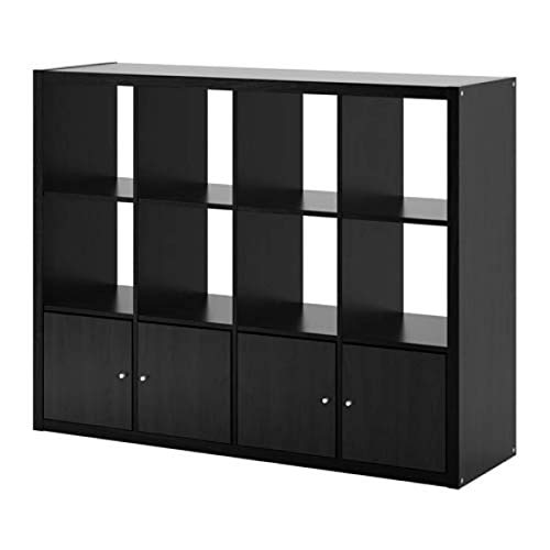 Ikea Kallax Shelf Unit with 4 Inserts Black Brown 192.782.53 Size 57 7/8x44 1/8 "