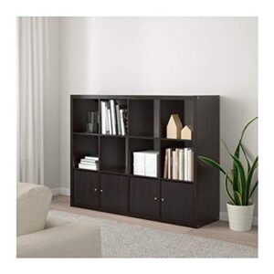 Ikea Kallax Shelf Unit with 4 Inserts Black Brown 192.782.53 Size 57 7/8x44 1/8 "