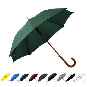 SoulRain 48" Arc Classic Wood Handle Umbrella Auto Open Windproof Unbreakable Stick Rain Umbrella (Hunter Green)