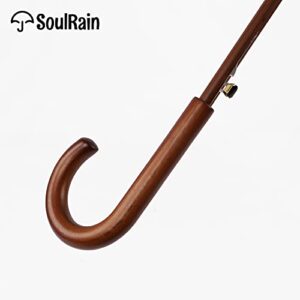 SoulRain 48" Arc Classic Wood Handle Umbrella Auto Open Windproof Unbreakable Stick Rain Umbrella (Hunter Green)