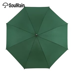 SoulRain 48" Arc Classic Wood Handle Umbrella Auto Open Windproof Unbreakable Stick Rain Umbrella (Hunter Green)