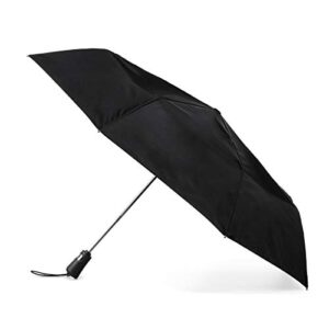 totes portable umbrella for travel – compact for car, backpack and purse – windproof, strong, uv sun protection, water-repellant, foldable on-the-go umbrella with one touch open/close