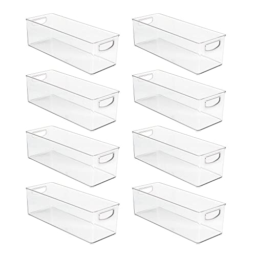 mDesign Plastic Toiletry Organizer for Bathroom - Storage Holder Bin w/Handles for Vanity, Drawers, Dresser - Holds Hair Products, Makeup, Lotion, Skincare and More - Ligne Collection - 8 Pack, Clear