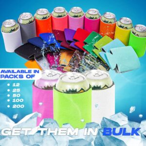 QualityPerfection Bulk Beer Can Coolers (50 Pack) Wholesale Plain Blank Foam Sleeves Soft Insulated Coolies For Sublimation, HTV Vinyl Projects Insulated Collapsible, Favors and Gifts (10 Colors)