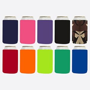 QualityPerfection Bulk Beer Can Coolers (50 Pack) Wholesale Plain Blank Foam Sleeves Soft Insulated Coolies For Sublimation, HTV Vinyl Projects Insulated Collapsible, Favors and Gifts (10 Colors)