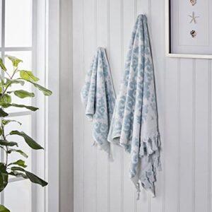 SKL Home Mirage Fringe 100% Turkish Cotton Hand Towel Set, Aqua