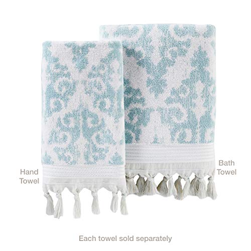 SKL Home Mirage Fringe 100% Turkish Cotton Hand Towel Set, Aqua