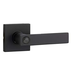 Amazon Basics Contemporary Stamford Door Lever with Lock, Privacy, Matte Black