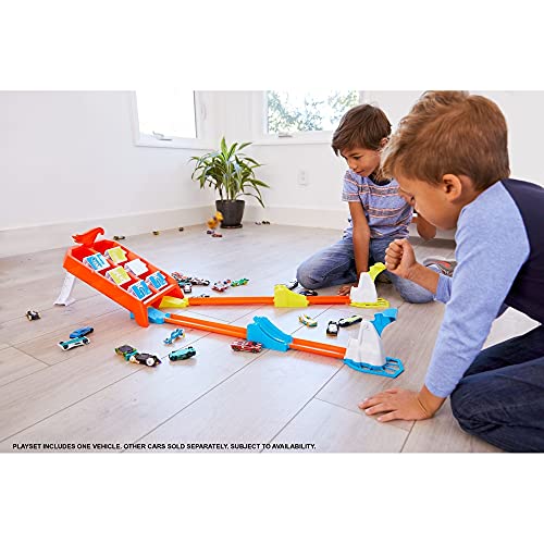 Hot Wheels Action Launch Across Challenge, Game Style Competition, 2 tracks, 2 Launchers, 2 Ramps, Ages 4 Years and Older