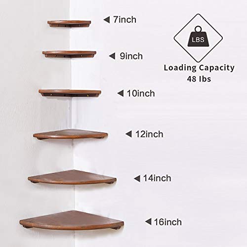 FLYFAIR Corner Shelf, Solid OAK Wood Corner Shelf Wall Mount, Round Edging Hanging Corner Shelves for Wall Floating Speaker Display Bookshelves Décor Accents for Bedroom Office Kitchen Living Room 12“