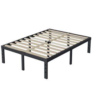 ziyoo king size bed frame 14“ high, 3” wide solid wood slats 3500lbs support mattress foundation no box spring needed/noise free/easy assembly