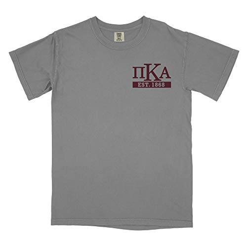 Pi Kappa Alpha Pike Fraternity Flag Comfort Colors T-Shirt (Large, Grey)