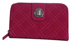 vera bradley rfid turnlock women's wallet, passion pink, 21952