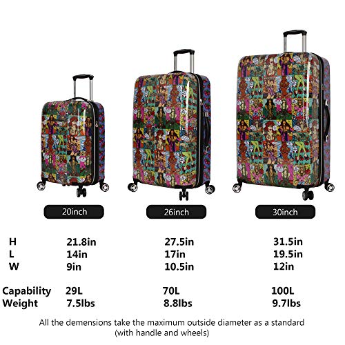 Betsey Johnson Designer Luggage Collection - Expandable 3 Piece Hardside Lightweight Spinner Suitcase Set - Travel Set includes 20-Inch Carry On, 26 inch and 30-Inch Checked Suitcase (Girls Print)