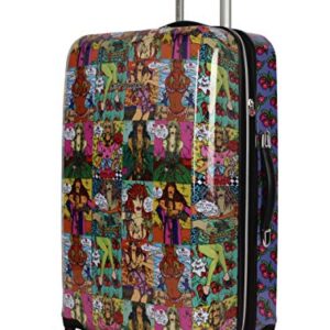 Betsey Johnson 26 Inch Checked Luggage Collection - Expandable Scratch Resistant (ABS + PC) Hardside Suitcase - Designer Lightweight Bag with 8-Rolling Spinner Wheels (Girls Print)