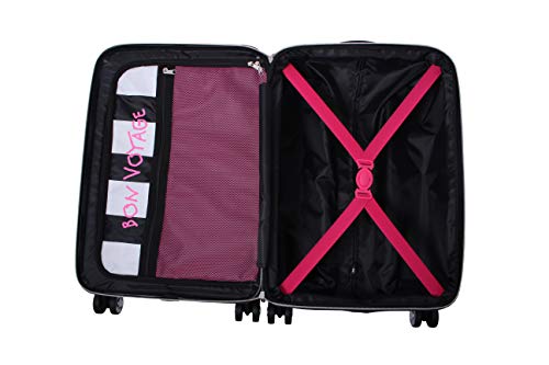 Betsey Johnson 26 Inch Checked Luggage Collection - Expandable Scratch Resistant (ABS + PC) Hardside Suitcase - Designer Lightweight Bag with 8-Rolling Spinner Wheels (Girls Print)
