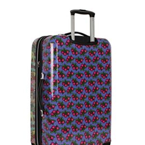 Betsey Johnson 26 Inch Checked Luggage Collection - Expandable Scratch Resistant (ABS + PC) Hardside Suitcase - Designer Lightweight Bag with 8-Rolling Spinner Wheels (Girls Print)