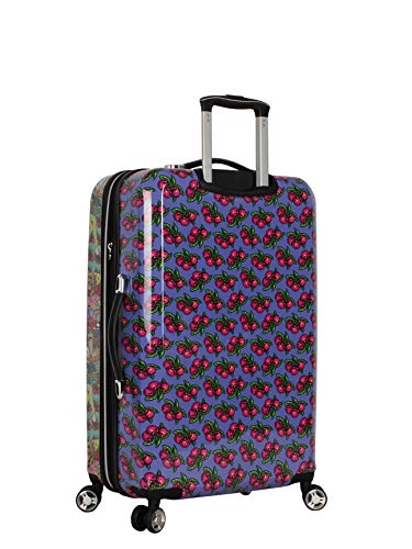 Betsey Johnson 26 Inch Checked Luggage Collection - Expandable Scratch Resistant (ABS + PC) Hardside Suitcase - Designer Lightweight Bag with 8-Rolling Spinner Wheels (Girls Print)