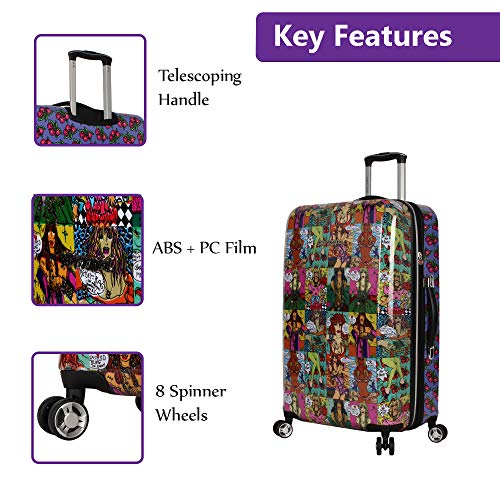 Betsey Johnson 26 Inch Checked Luggage Collection - Expandable Scratch Resistant (ABS + PC) Hardside Suitcase - Designer Lightweight Bag with 8-Rolling Spinner Wheels (Girls Print)