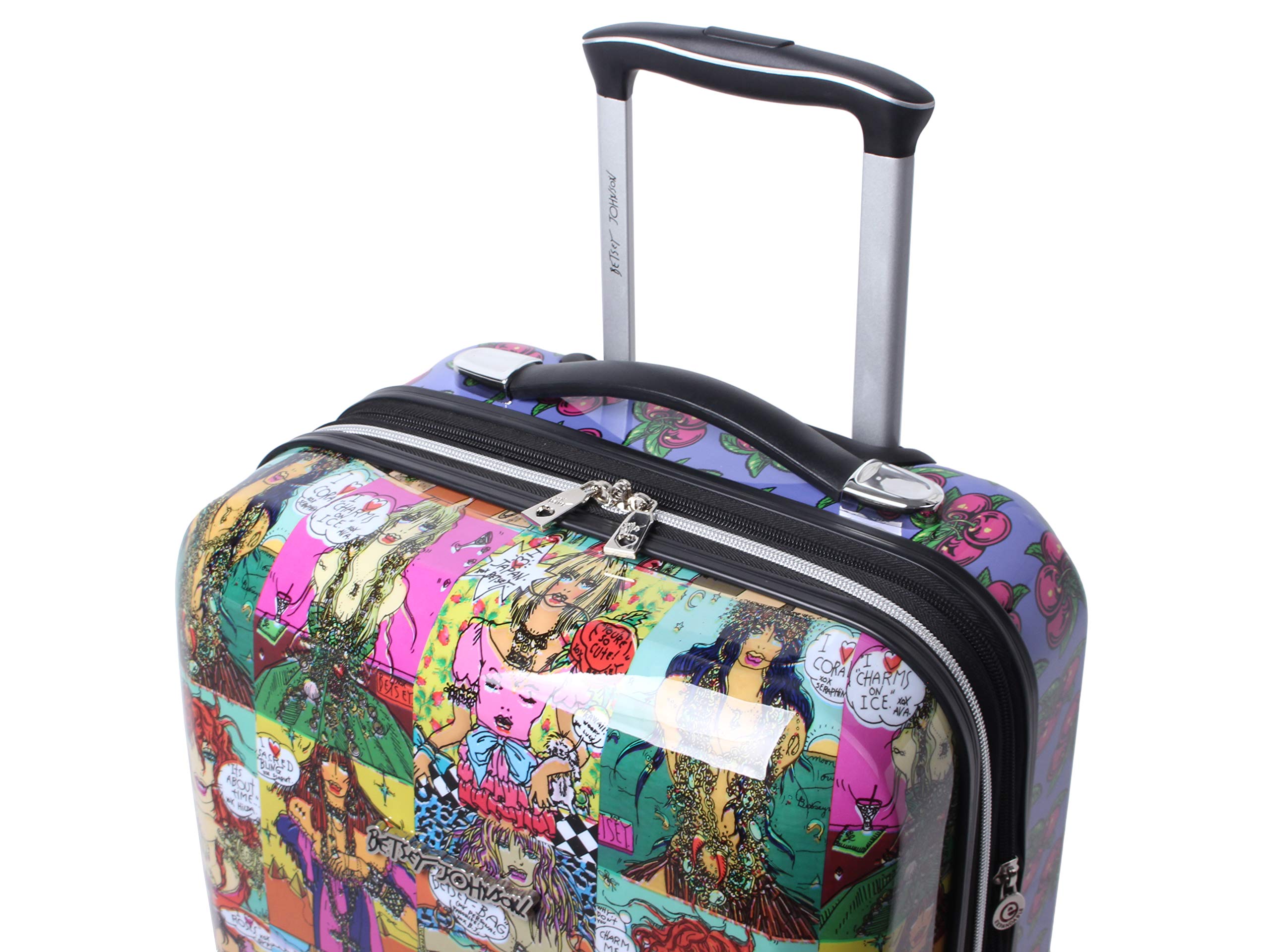 Betsey Johnson Designer 20 Inch Carry On - Expandable (ABS + PC) Hardside Luggage - Lightweight Durable Suitcase With 8-Rolling Spinner Wheels for Women (Girls Print)