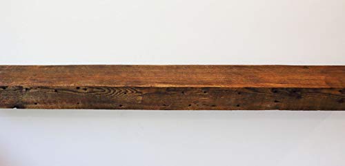 Parkco Rustic Fireplace Floating Mantel Shelf - Rustic Reclaimed Barn Wood Wall Decor. Mounting Hardware Included (84" W x 5" D x 2.75" H)