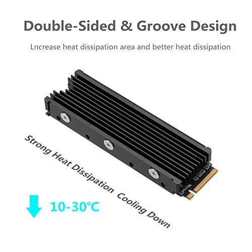 MHQJRH M.2 2280 SSD heatsink, Double-Sided Heat Sink, with Thermal Silicone pad for PC / PS5 M.2 PCIE NVMe SSD or M.2 SATA SSD
