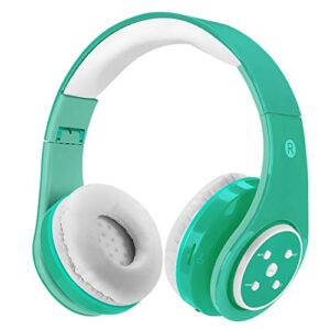 kids wireless bluetooth headphones volume limited 85db stereo sound over-ear foldable lightweight children headphones with mic sd card slot up to 6-8 hours play time for boys girls adults (green)