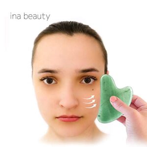 Ina Beauty Large Gua Sha Heart Natural Jade Stone for Face to Lift, Decrease Puffiness and Tighten