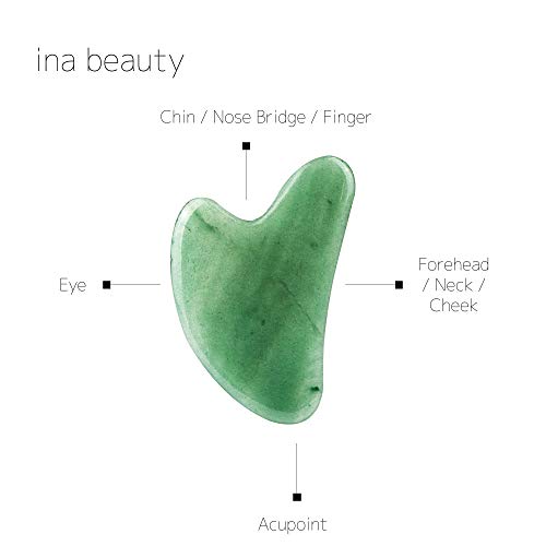 Ina Beauty Large Gua Sha Heart Natural Jade Stone for Face to Lift, Decrease Puffiness and Tighten