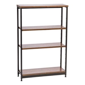 iris usa 31.5" 4-tier wide wood and metal shelf, sturdy home décor storage rack with height adjustable shelves and feet, dark brown/black