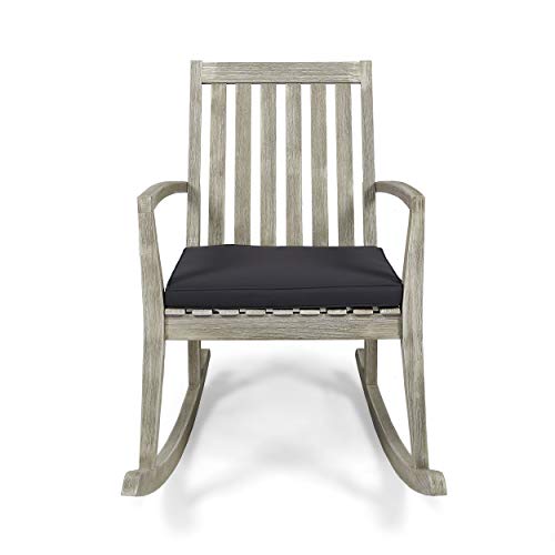 Christopher Knight Home Michaelia Indoor Rocking Chair, Light Gray Wire Brush Finish, Dark Gray