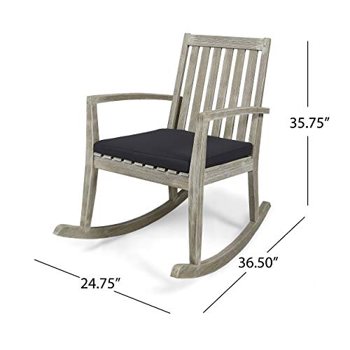 Christopher Knight Home Michaelia Indoor Rocking Chair, Light Gray Wire Brush Finish, Dark Gray