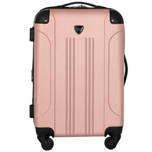 travelers club chicago hardside expandable spinner luggages, rose gold, 20" carry-on