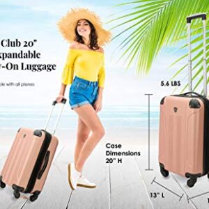 Travelers Club Chicago Hardside Expandable Spinner Luggages, Rose Gold, 20" Carry-On