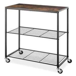 Whitmor Modern Industrial Rolling Storage Shelves, Brown