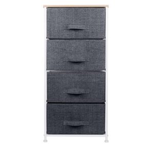 simplify 4 tier vertical storage chest | dresser | nightstand | fabric drawers | sturdy steel frame | organizer | bedroom | closet | easy to assemble | grey