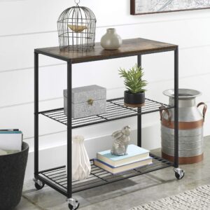 Whitmor Modern Industrial Rolling Storage Shelves, Brown