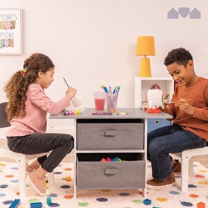 Milliard Kids Art Play Table and Chair Set Wood with Storage Baskets, Activity Table Playset Furniture with Modern Gray Colors