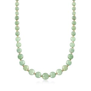 ross-simons 6-12mm jade bead graduated necklace with 14kt yellow gold. 20 inches