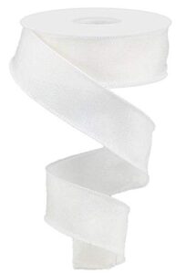 shiny solid canvas wired edge ribbon, 10 yards (white, 1.5")