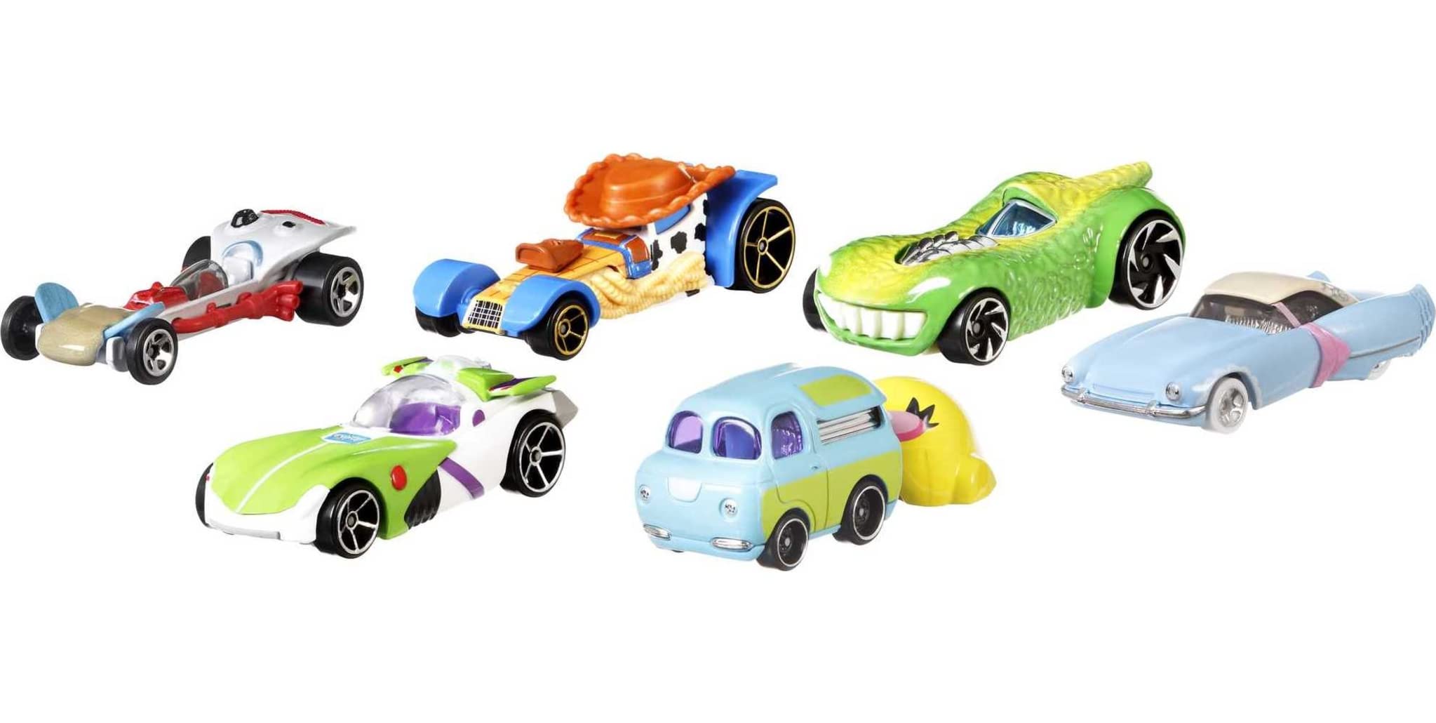 Hot Wheels Disney and Pixar Toy Story 4 Bundle of 6 1:64 Scale Character Cars: Woody, Buzz, Forky, Bo Beep, Rex & Ducky & Bunny [Amazon Exclusive]