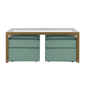 CosmoLiving by Cosmopolitan CosmoLiving Juliette Top, Soft Brass, Tempered Glass Coffee Table, 46.0 in x 24.0 in x 19.0 in