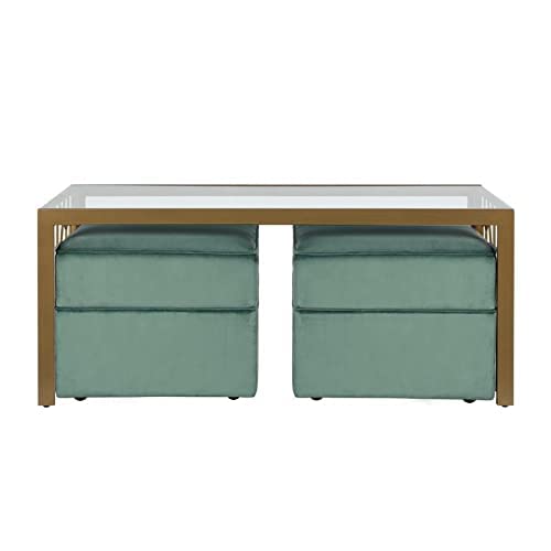 CosmoLiving by Cosmopolitan CosmoLiving Juliette Top, Soft Brass, Tempered Glass Coffee Table, 46.0 in x 24.0 in x 19.0 in