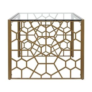 CosmoLiving by Cosmopolitan CosmoLiving Juliette Top, Soft Brass, Tempered Glass Coffee Table, 46.0 in x 24.0 in x 19.0 in