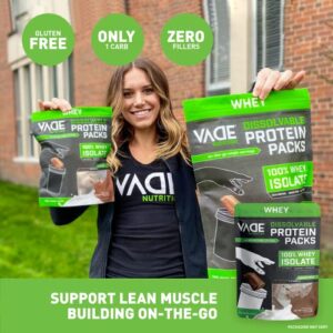 VADE Nutrition Dissolvable Protein Packs - 100% Whey Isolate Protein Powder Chocolate & Vanilla Milkshake - Low Carb, Low Calorie, Lactose Free, Sugar Free, Fat Free, Gluten Free - 30 Packets to Go