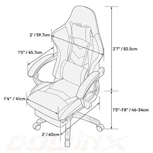 Dowinx Gaming Chair Ergonomic Racing Style Recliner with Massage Lumbar Support, Office Armchair for Computer PU Leather E-Sports Gamer Chairs with Retractable Footrest (White&Pink)