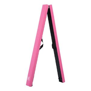 zelus 8' folding gymnastics balance beam, floor balance beam w/carry handles anti-slip base, beginners & professional gymnasts (8 ft, pink)