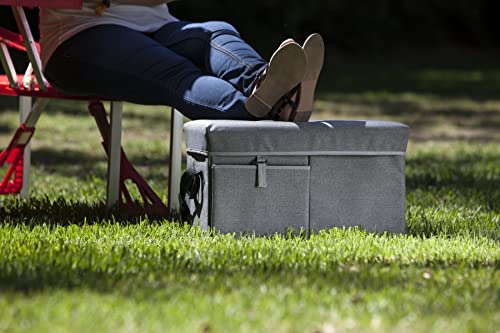 PICNIC TIME NCAA Maryland Terrapins Ottoman Portable Cooler, Collapsible Cooler with Seat, Tailgating Cooler, Picnic Cooler Tote, (Gray)